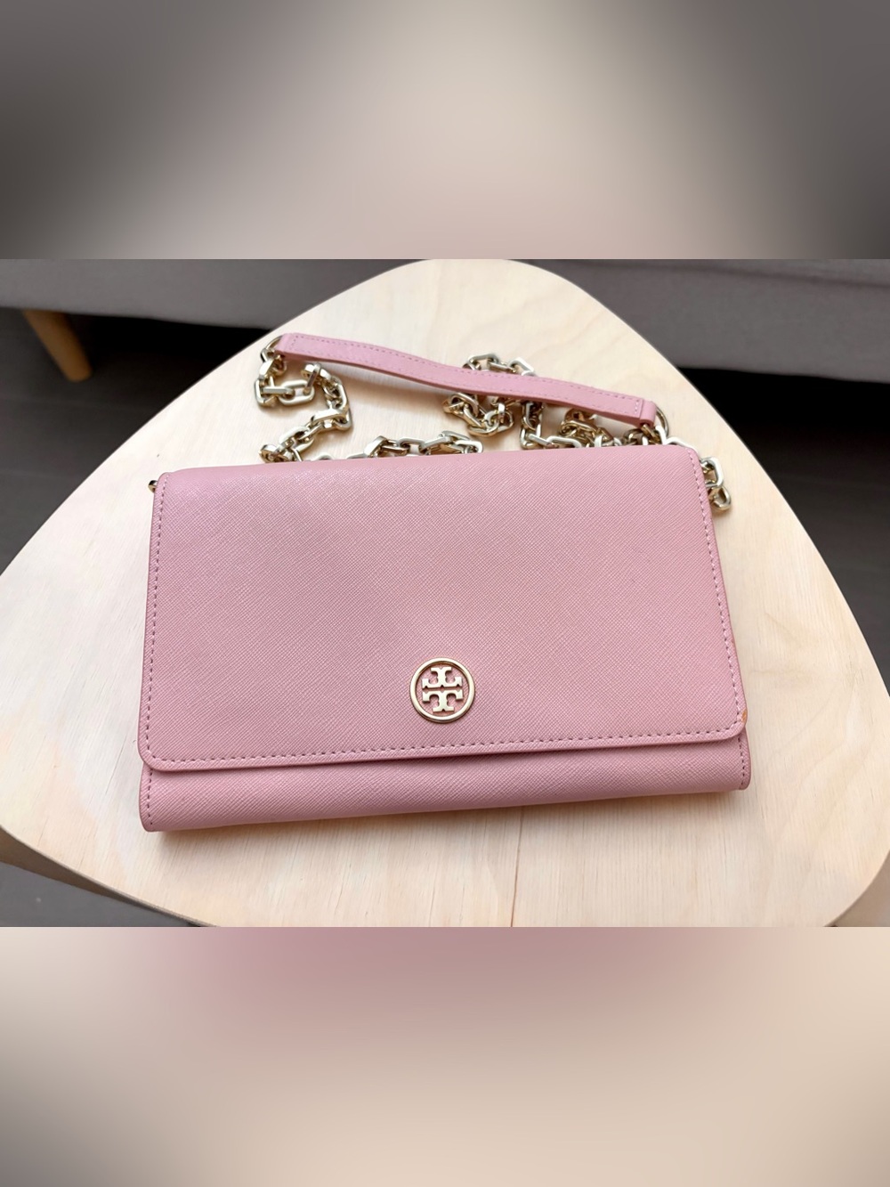 Tory Burch Blush Pink Saffiano Chain Crossbody